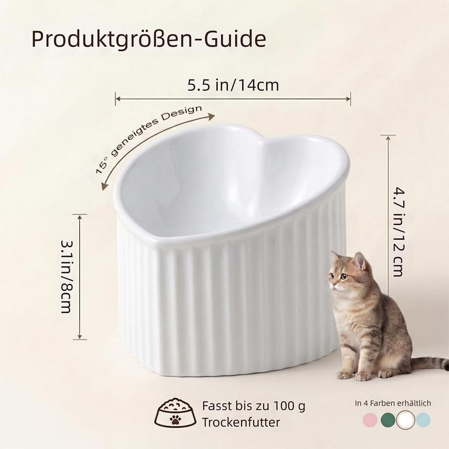 Alopini  Augmente Le Bol de Nourriture en Céramique pour Chat Bol Anti-vomissement Élevé 