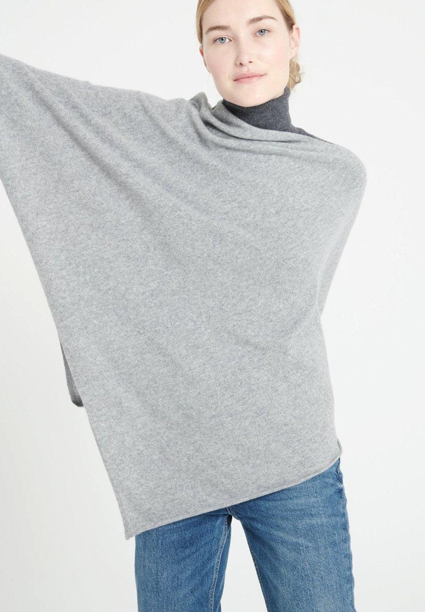 Image of Lilly 9 Poncho Mit V-ausschnitt - 100% Kaschmir Damen Grau XXL