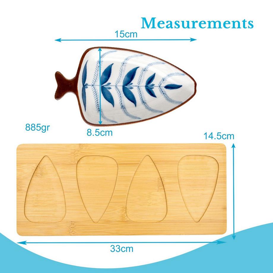 Intirilife Intirilife Keramik Dip-Schalen Set – 4 Schälchen in Blattform  