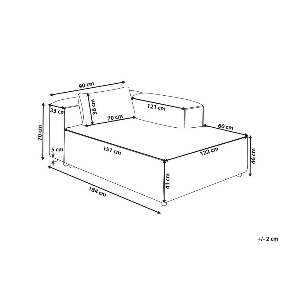 Beliani Chaise longue côté gauche en Cuir écologique vegan Moderne BRANDE  