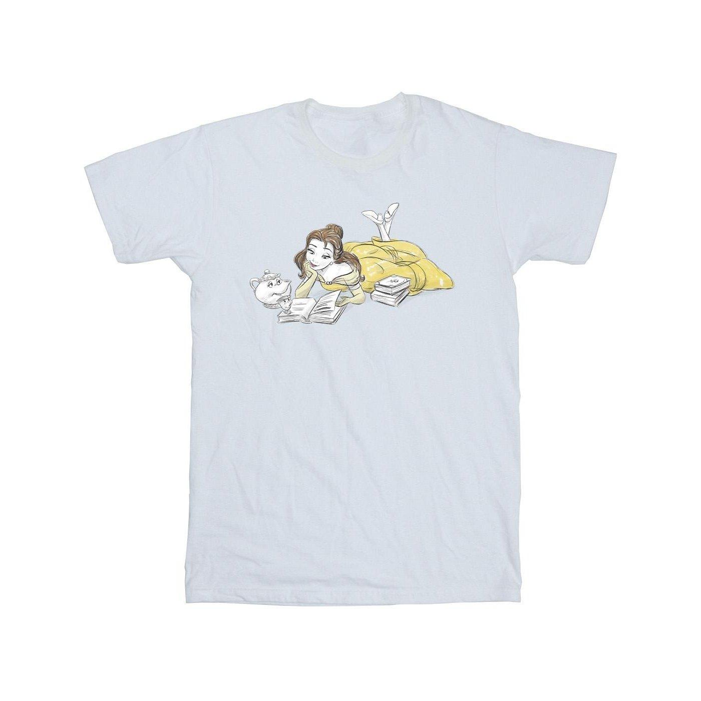 Image of Beauty And The Beast Belle Reading Tshirt Herren Weiss M