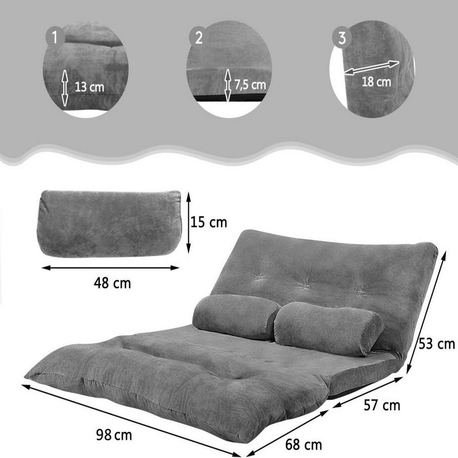 Northix Verstellbares Bodensofa – 6 Positionen  