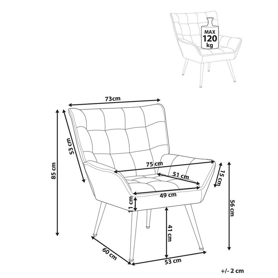 Beliani Fauteuil en Tissu  BELLINGMO  