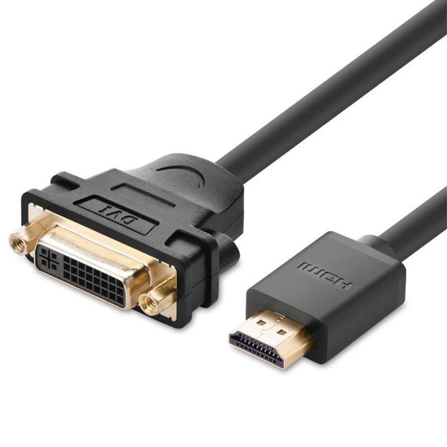 Ugreen Kabeladapter DVI 24 + 5-Pin-Buchse auf HDMI-Stecker, 22 cm – Schwarz