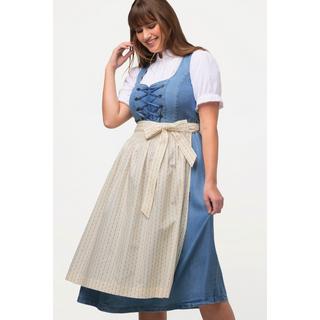 Ulla Popken  Dirndl, Lyocell, 2 Schürzen, Carree-Ausschnitt, ärmellos 