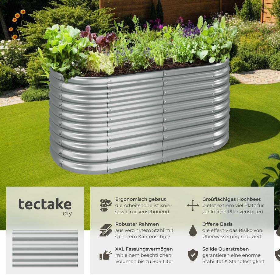 Tectake Carré potager FLORMMA  en acier galvanisé  