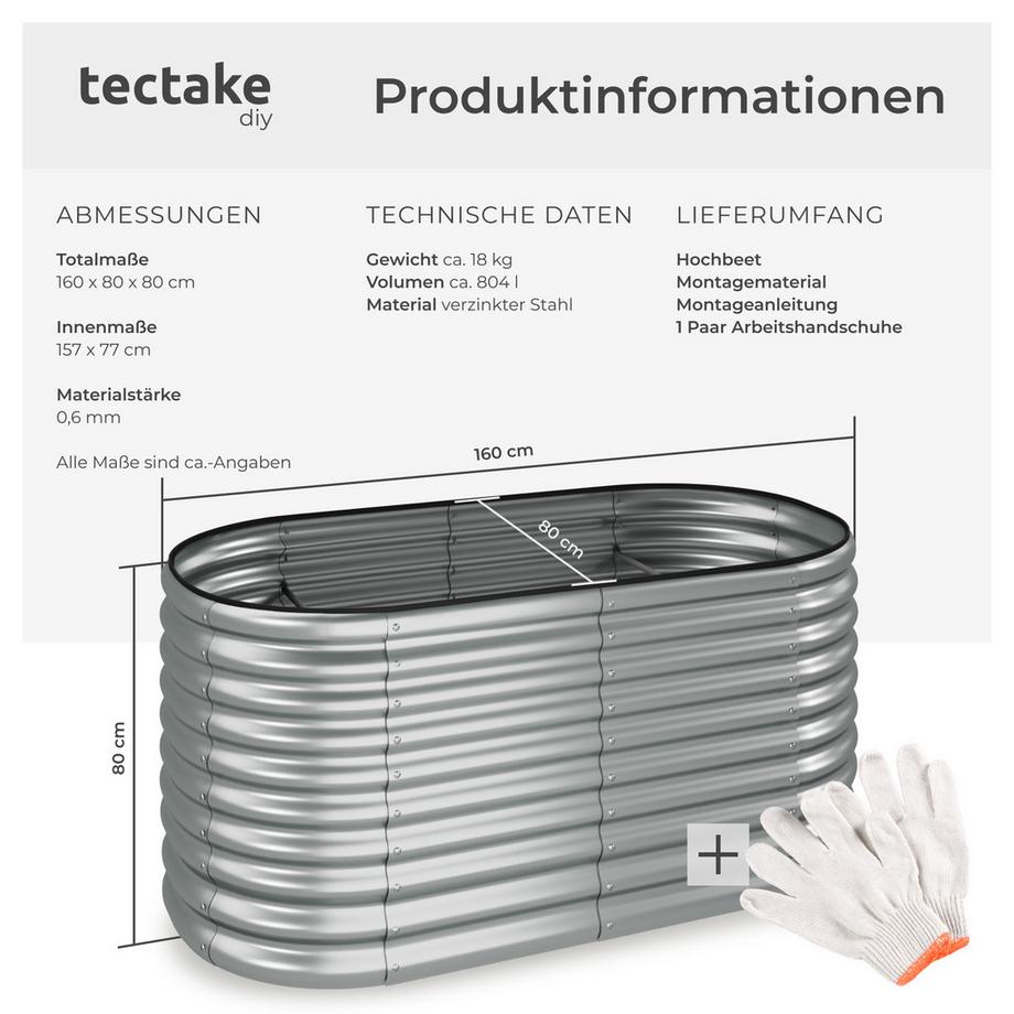 Tectake Carré potager FLORMMA  en acier galvanisé  