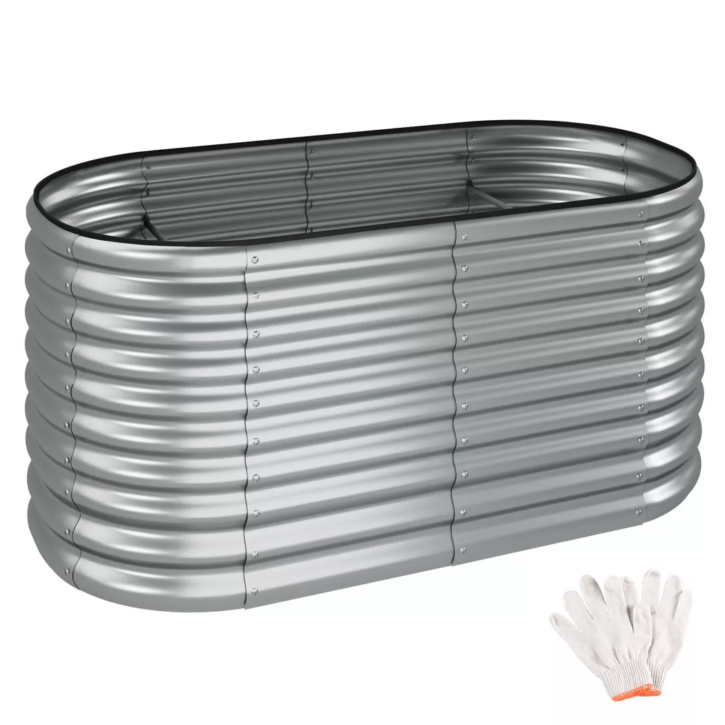 Tectake - Carré potager FLORMMA  en acier galvanisé, 160 cm, Argent