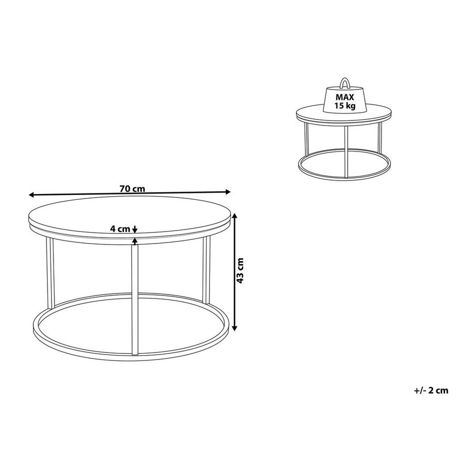 Beliani Couchtisch aus Edelstahl Modern CORAL  