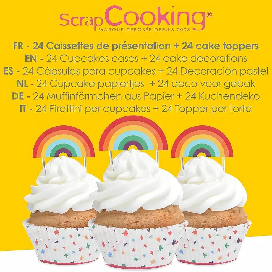 ScrapCooking 24 caissettes à muffins & 24 pics Arc-en-ciel  