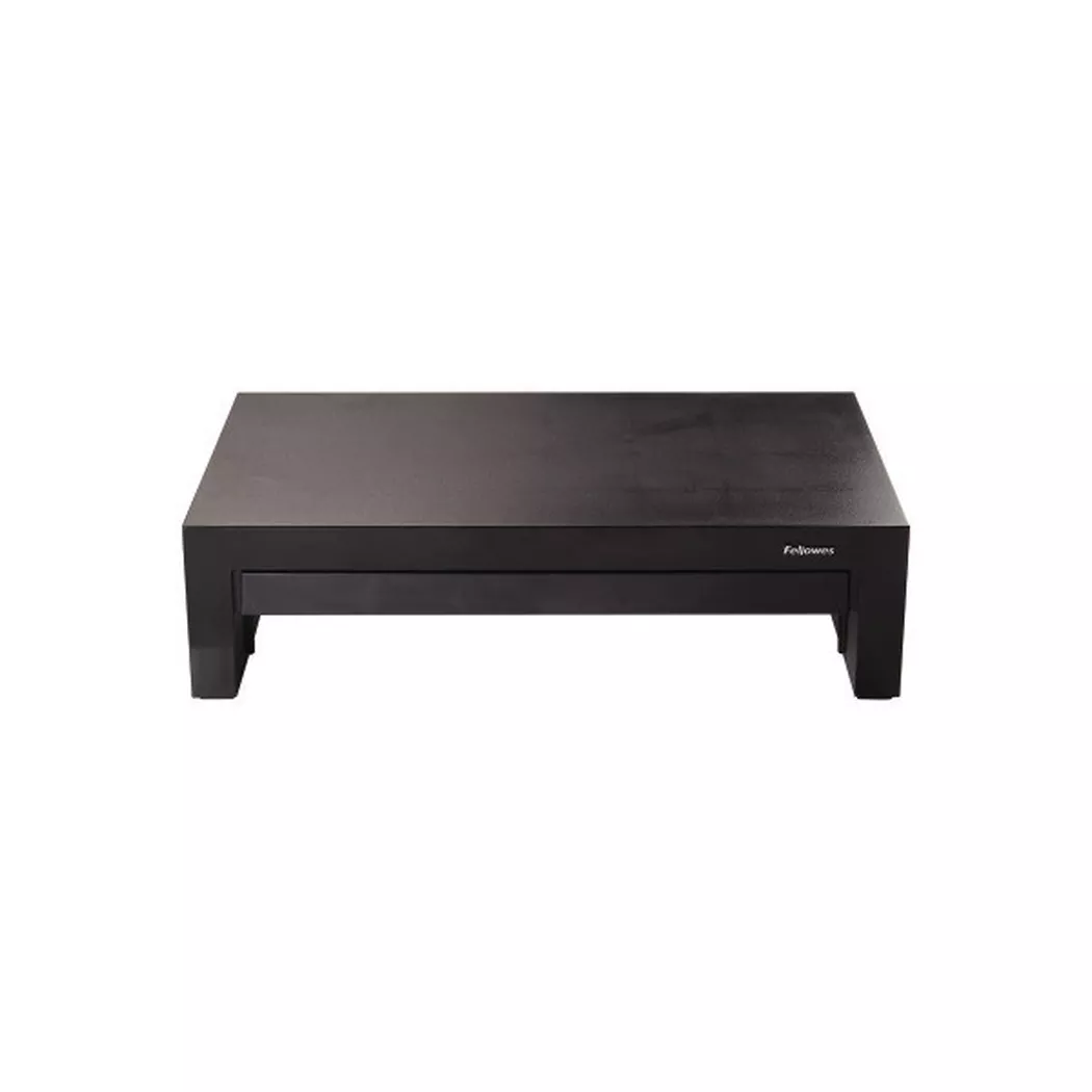 Fellowes Computer Monitor Stand with 3 Height Adjustments - Designer Suites Monitor Riser with Storage Tray - Ergonomic Adjustable Monitor Stand for Computers - Max Weight 18KG/Max Size 21" - Black/Pearl