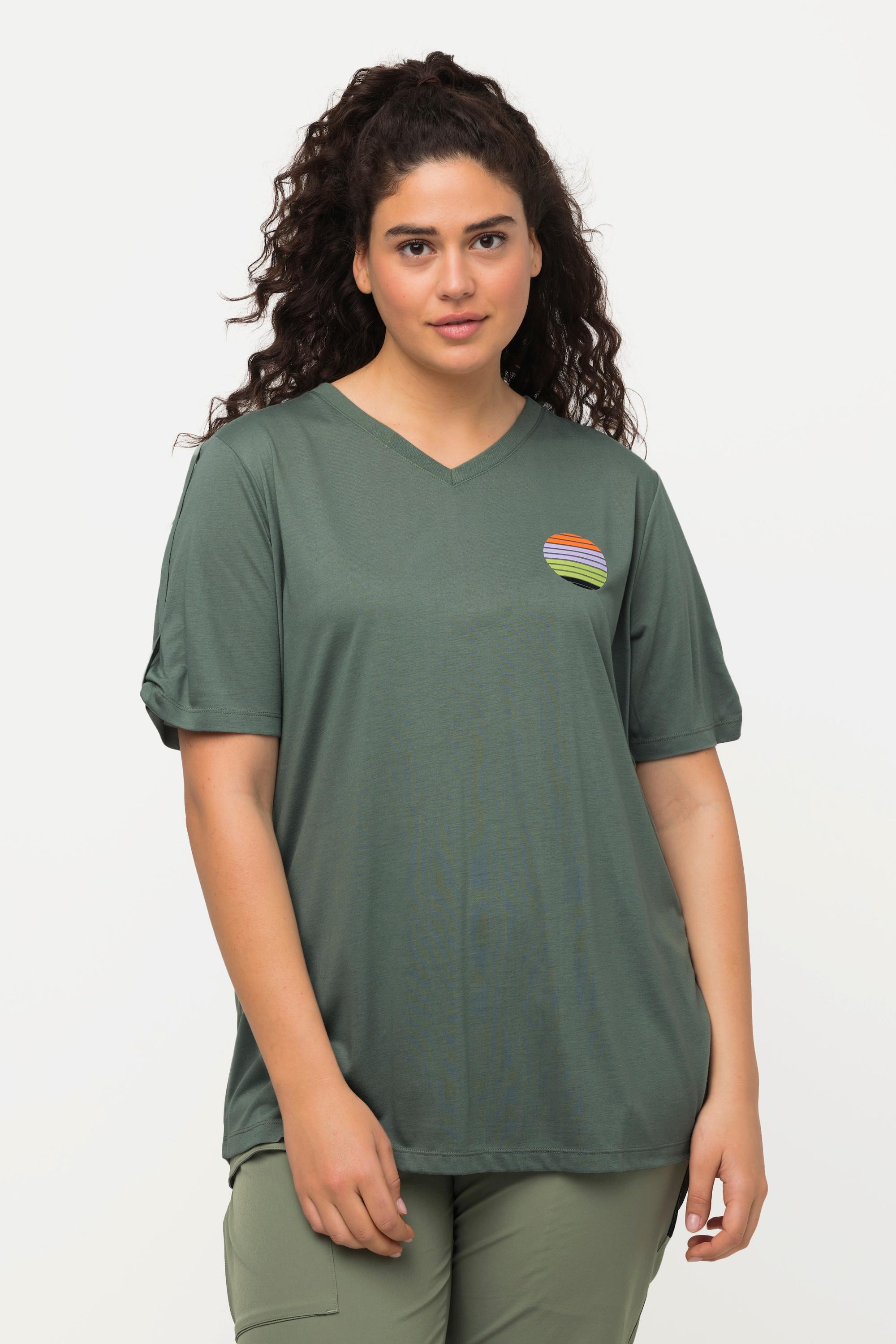 Ulla Popken  T-shirt antibactérien. Décolleté en V, manches courtes. 