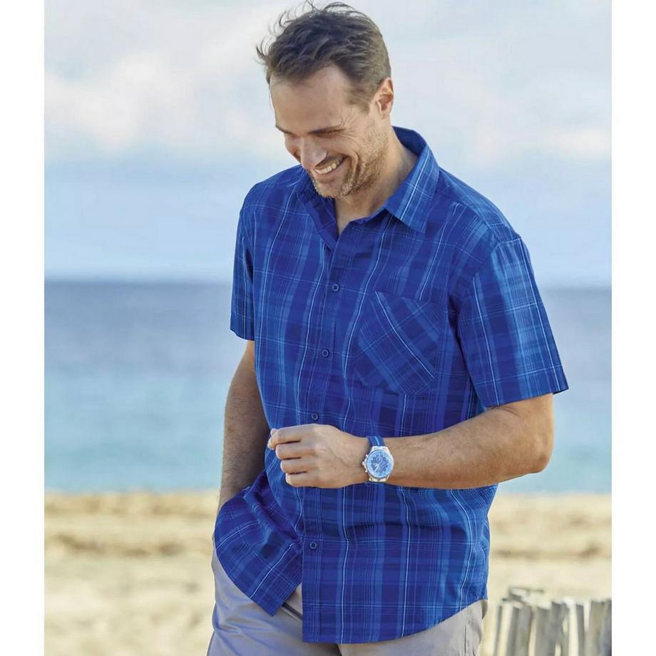 Atlas For Men Camicia a Maniche Corte a Quadri  