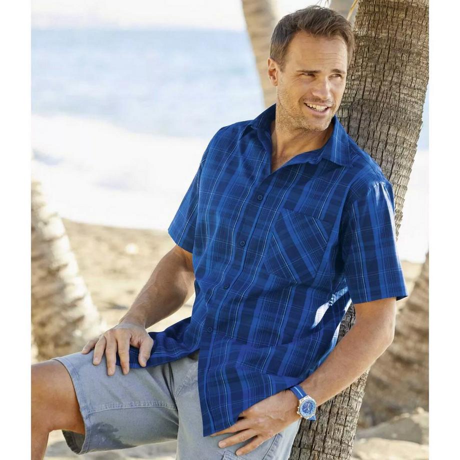 Atlas For Men Camicia a Maniche Corte a Quadri  