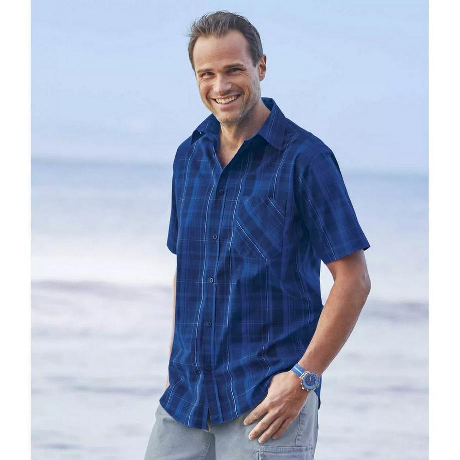 Atlas For Men Camicia a Maniche Corte a Quadri  