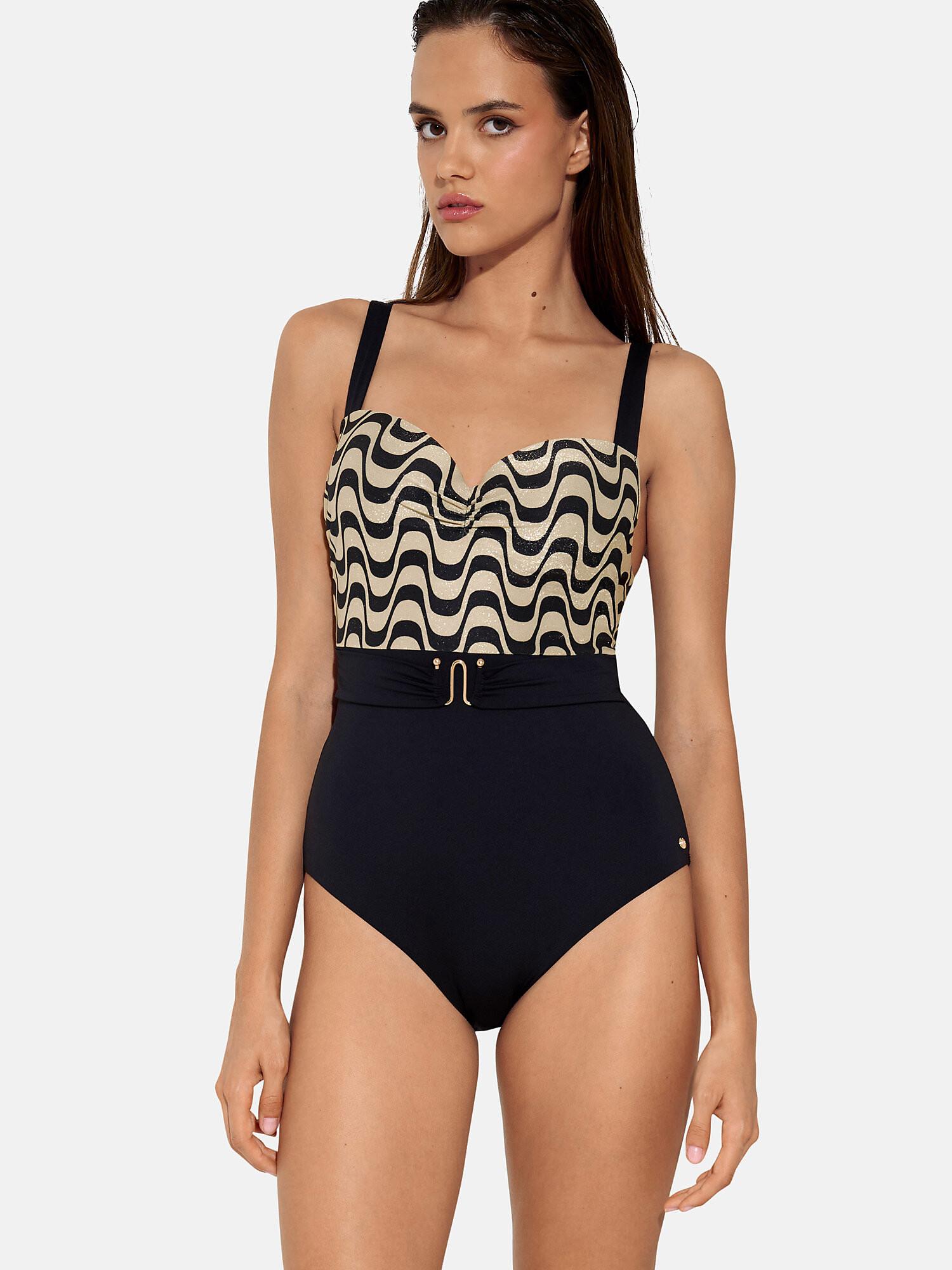 Image of Einteiliger Vorgeformter Verstellbare Träger-badeanzug Iceland Damen Schwarz D/42