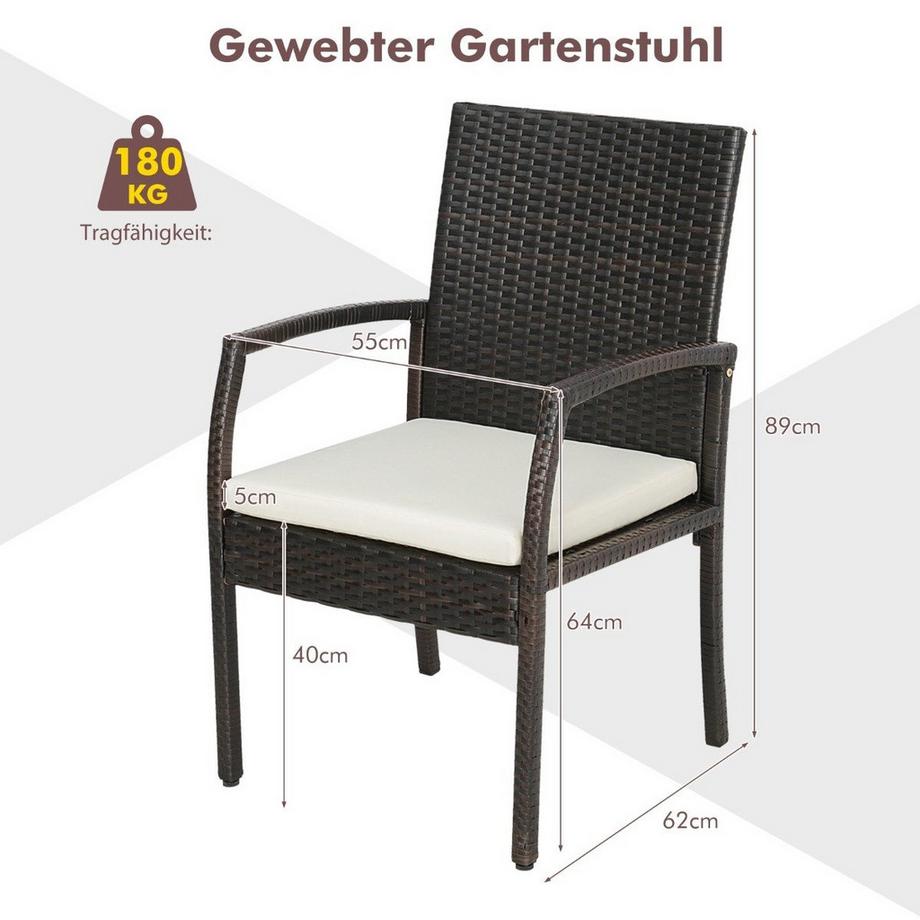 Northio Outdoor-PE-Rattanstühle mit weichen Reißverschlusskissen Rattansessel für Garten  