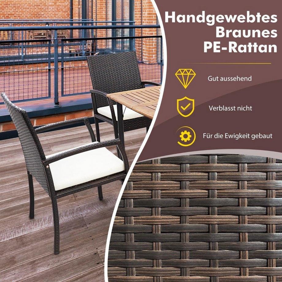 Northio Outdoor-PE-Rattanstühle mit weichen Reißverschlusskissen Rattansessel für Garten  