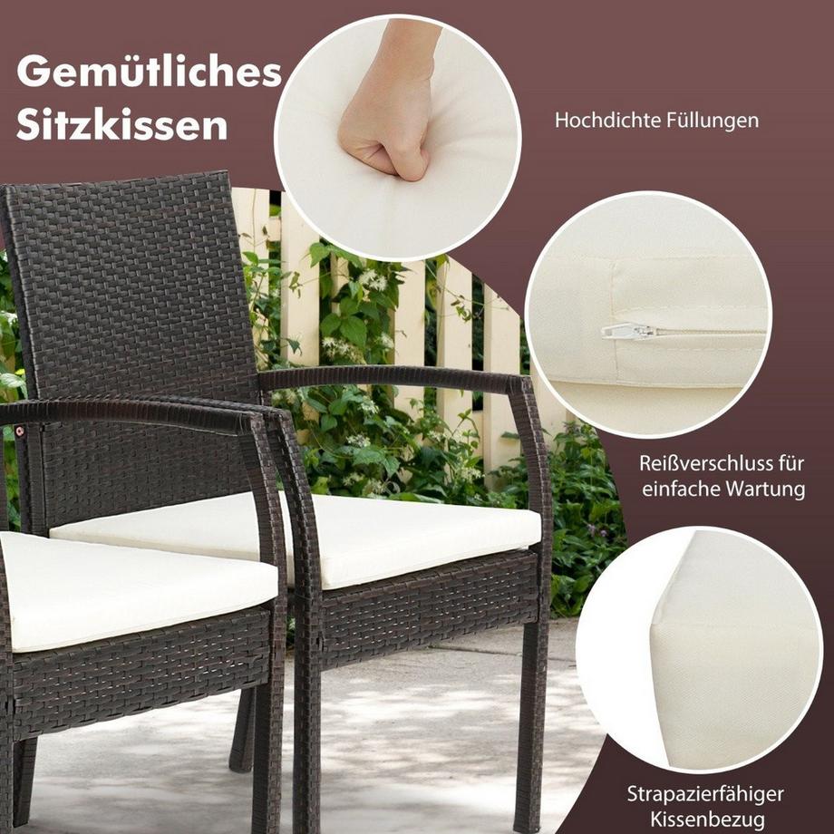 Northio Outdoor-PE-Rattanstühle mit weichen Reißverschlusskissen Rattansessel für Garten  