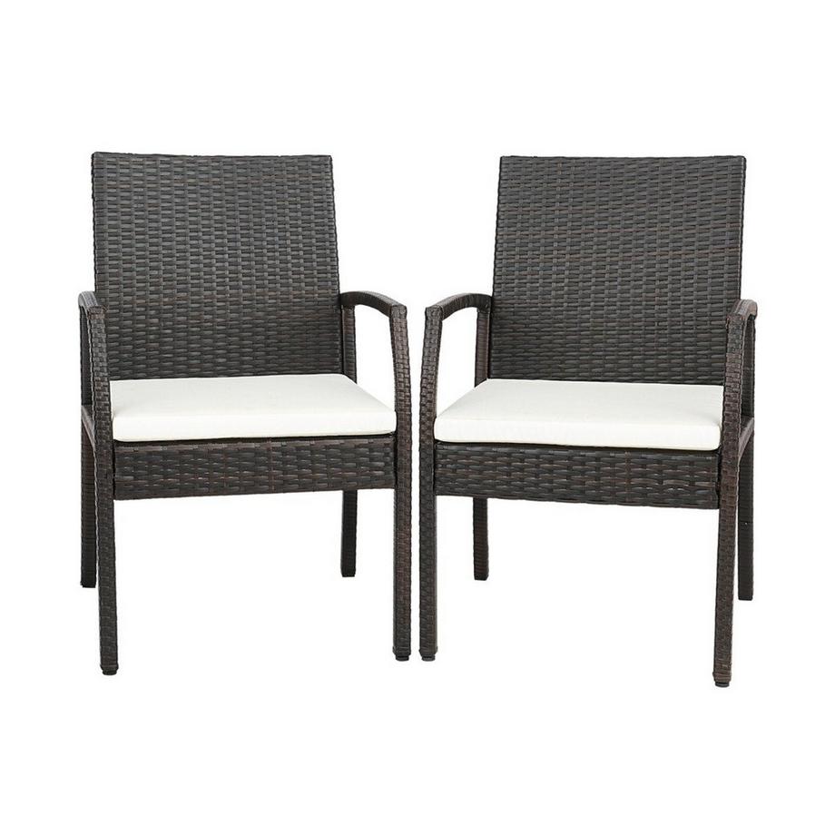 Northio Outdoor-PE-Rattanstühle mit weichen Reißverschlusskissen Rattansessel für Garten  