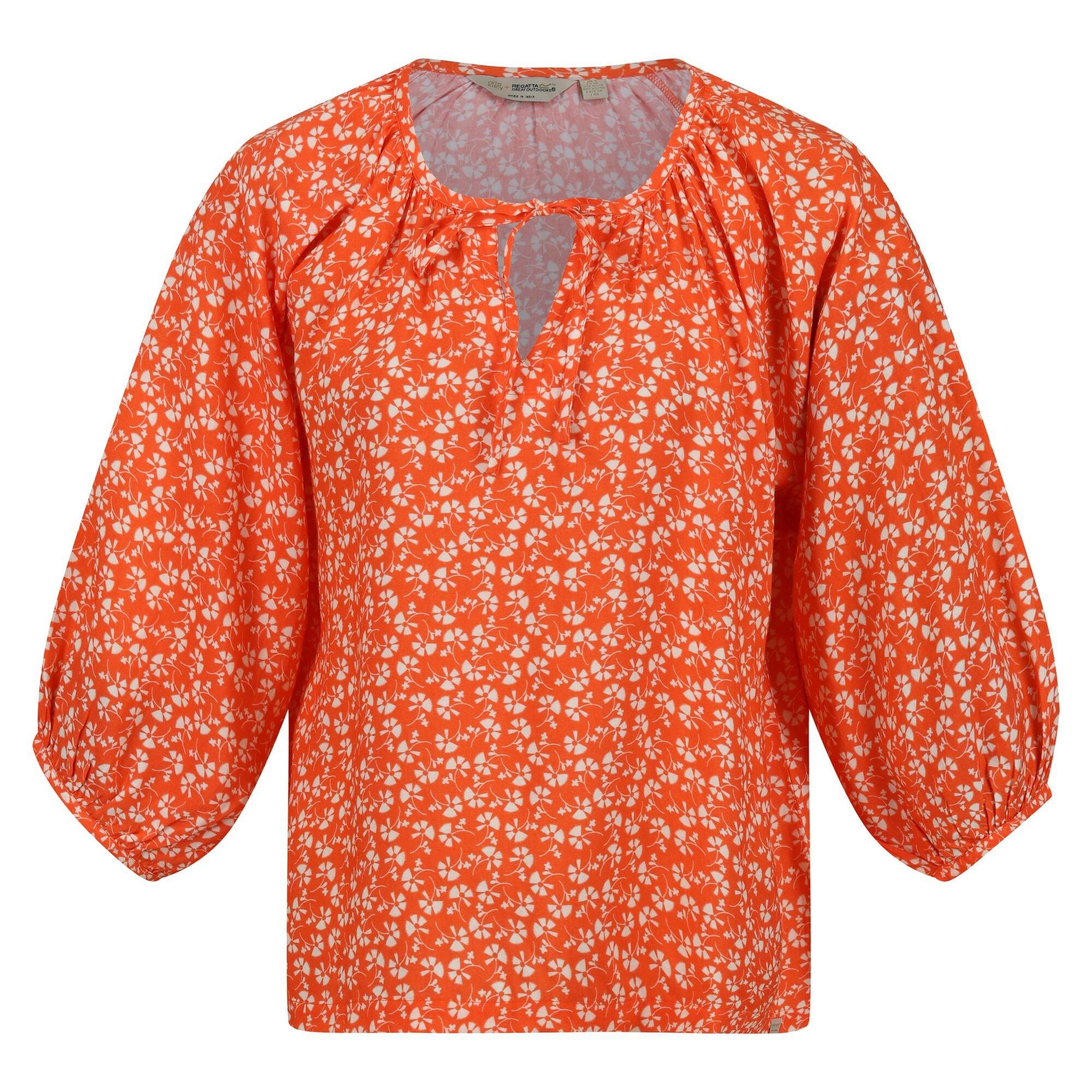 Image of Orla Kiely Bluse Krawattenkragen Damen Rot Bunt 42
