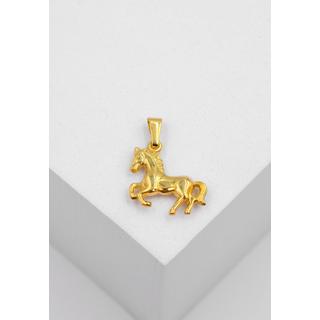 MUAU Schmuck  Pendentif cheval or jaune 750, 18x14mm 