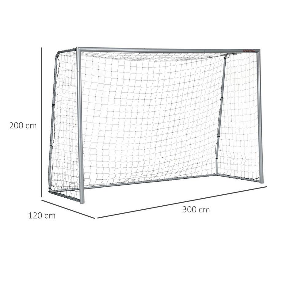 Northio  Fußballtor mit PE-Netzgewebe, Fußball-Tor für Kinder und Erwachsene, 300 x 120 x 200 cm, Stahl, PE, für Garten, Fußballtraining, Grau 