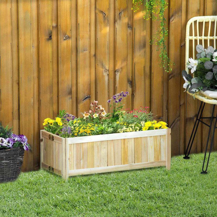 Northio Hochbeet Klappbarer Pflanzkasten Für Garten, Terrasse & Balkon, Tannenholz, Natur, 70X30X25Cm  