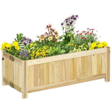 Fioriera Pieghevole Per Aiuola Rialzata Per Giardino, Patio E Balcone, Legno Di Abete, Naturale, 70X30X25 Cm