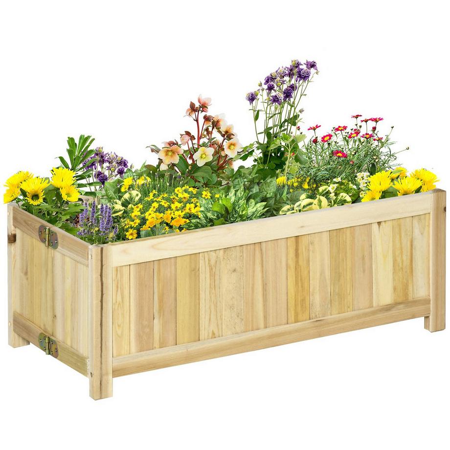 Northio Hochbeet Klappbarer Pflanzkasten Für Garten, Terrasse & Balkon, Tannenholz, Natur, 70X30X25Cm  