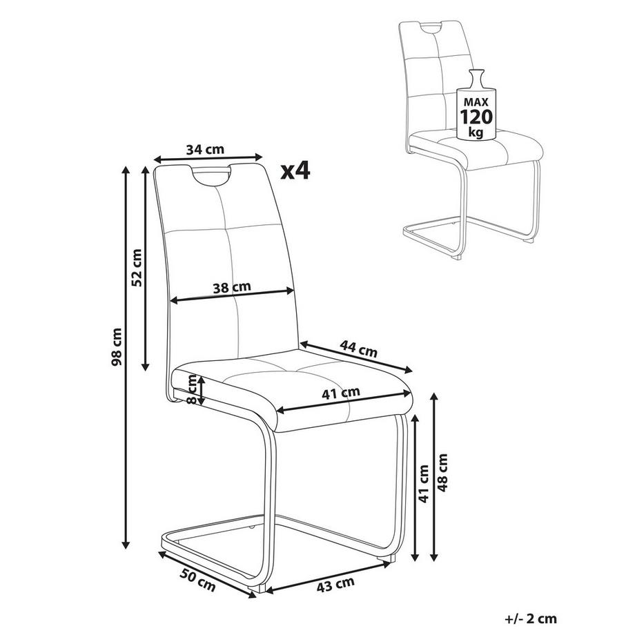 Beliani Lot de 4 chaises de salle à manger en Tissu  CISCO  