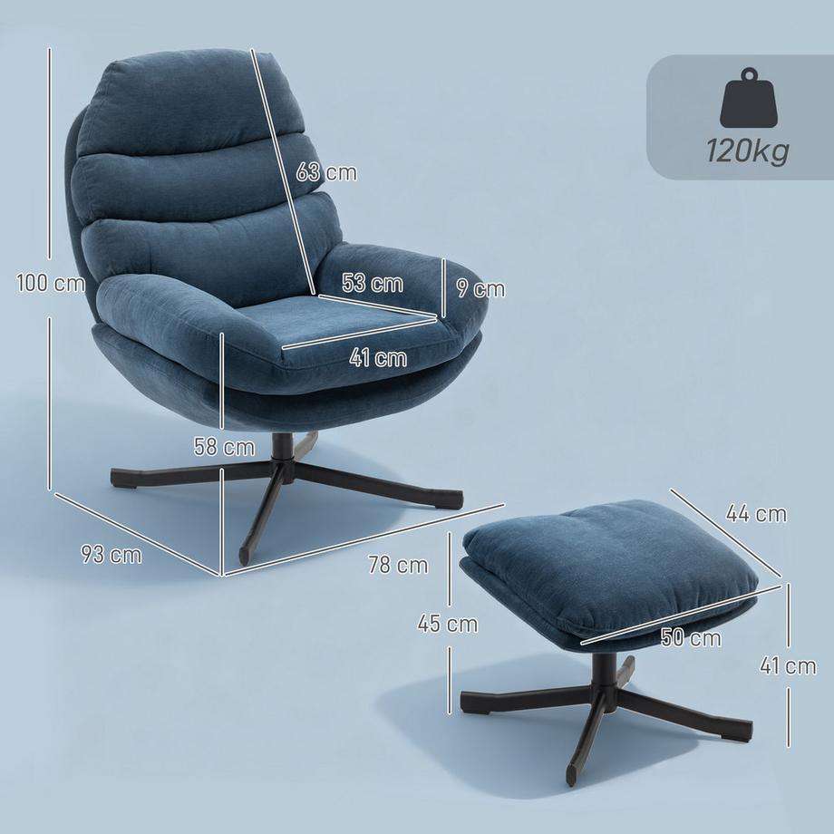 HOMCOM Fauteuil inclinable avec repose-pieds  