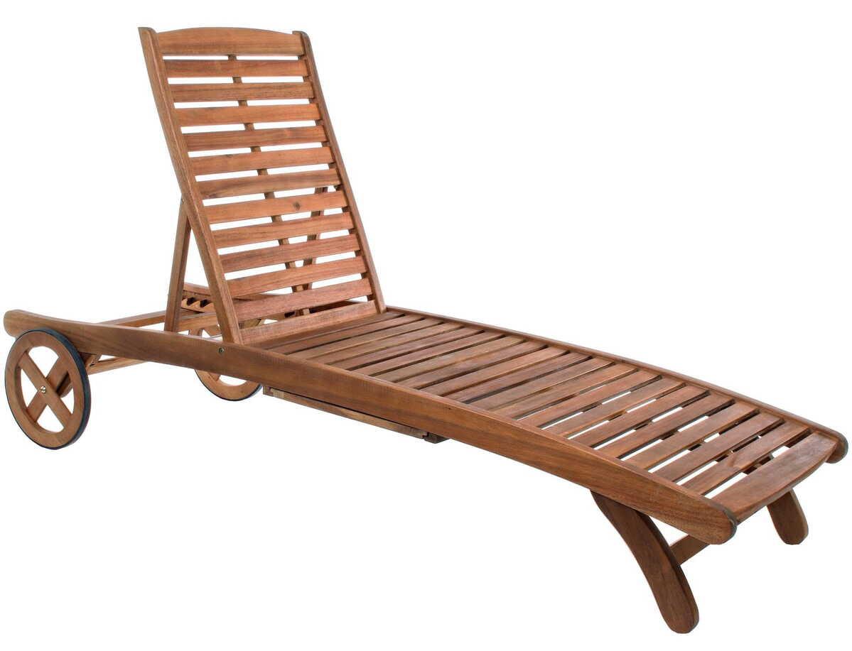 mutoni Jardin Chaise longue à roulettes Noemi Bois  