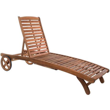 mutoni Jardin Chaise longue à roulettes Noemi Bois  