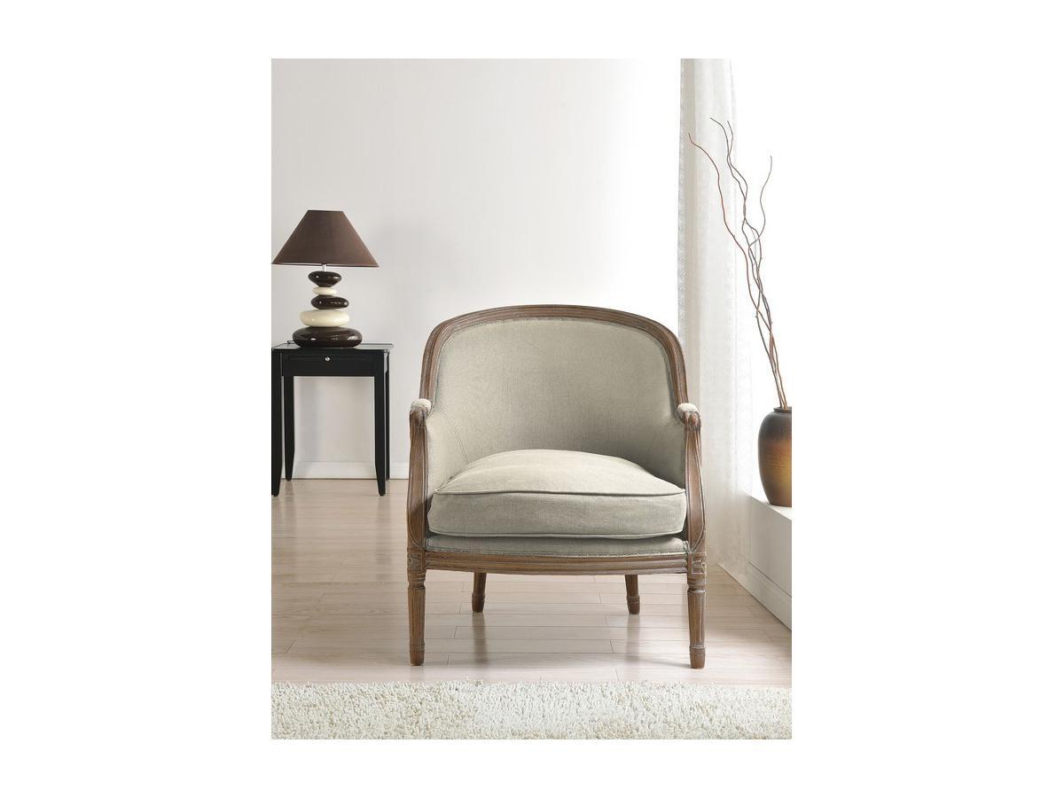 Vente-unique Fauteuil en lin ALIENOR Crème  