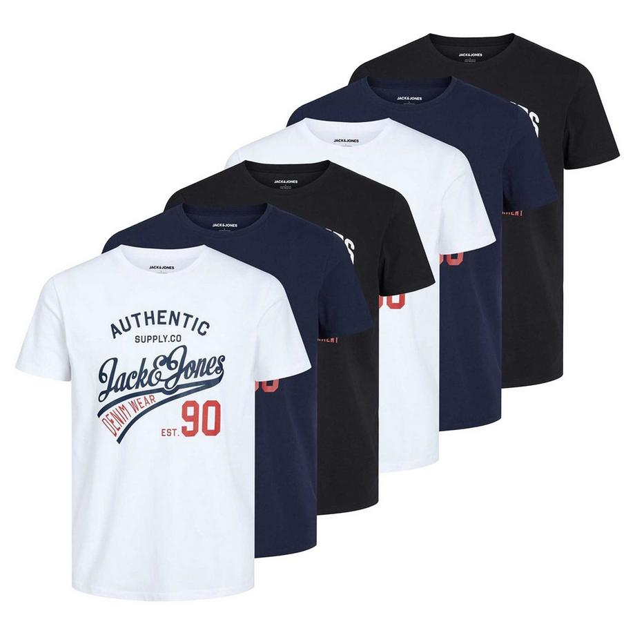 T-Shirt  6er Pack Bequem sitzend-JJETHAN TEE CREW NECK 3PK