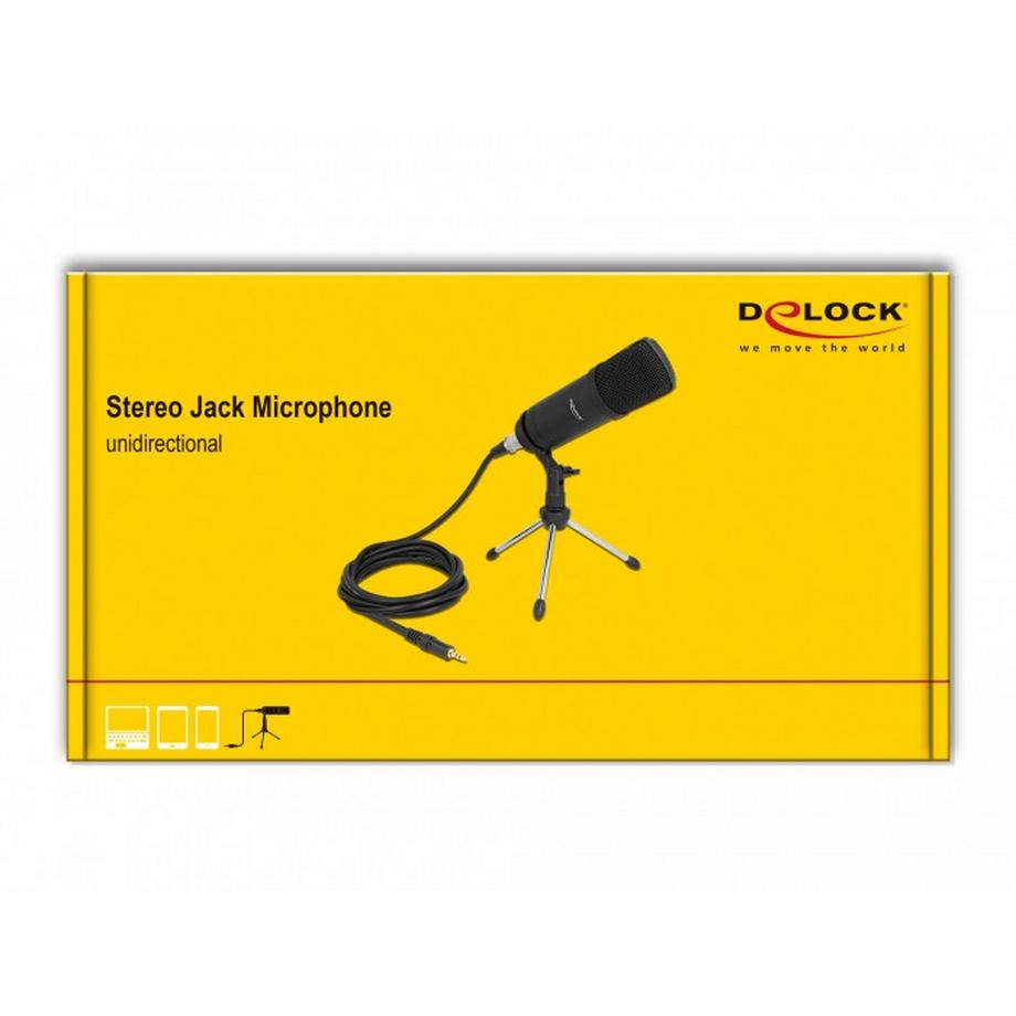 DeLock  DeLOCK Microfono Podcasting professionale per computer con connettore XLR e jack stereo a 3 pin maschio + cavo adattatore per Smartphone e Tablet 