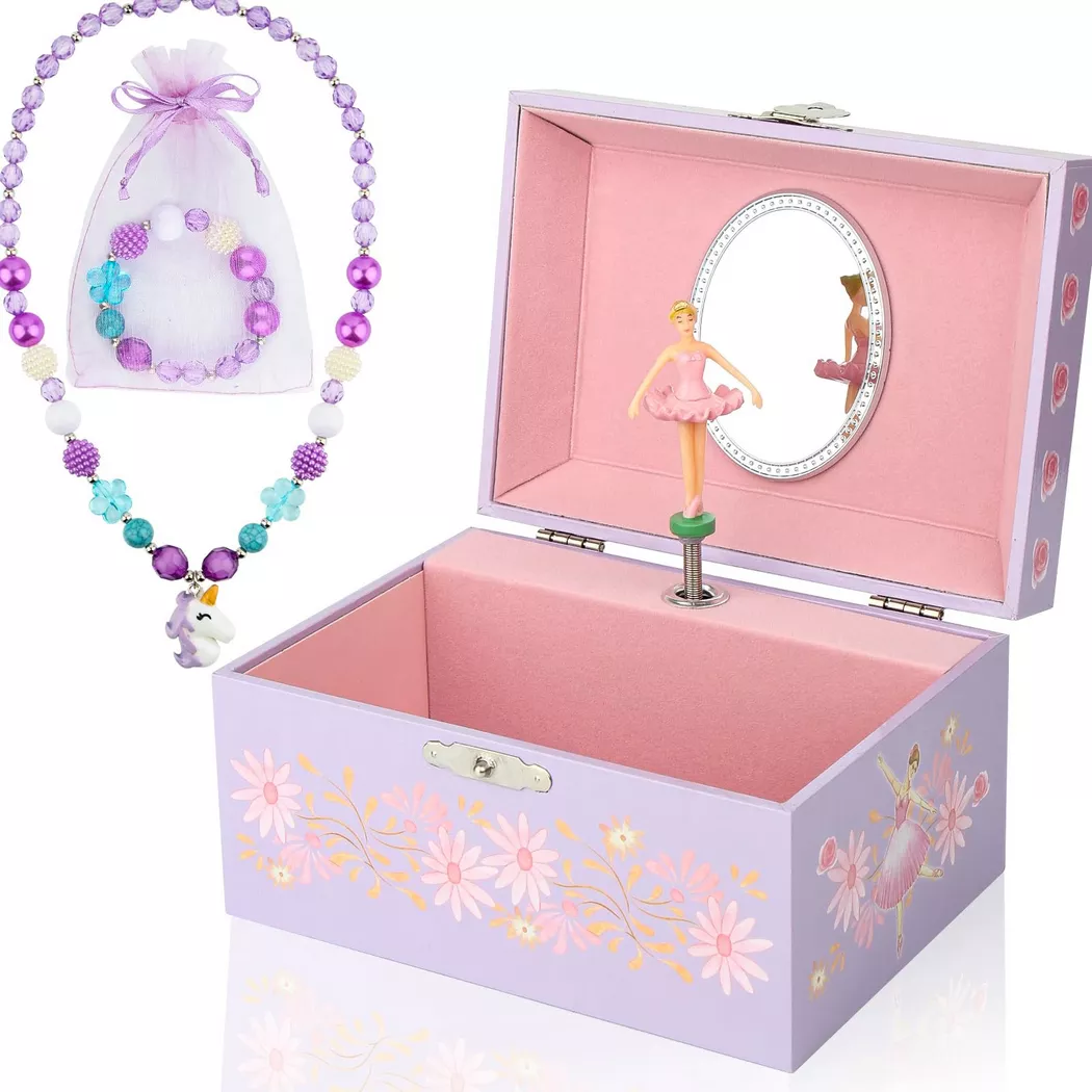 Only-bags.store - Musik-Schmuckkästchen mit Halskette, Armband, Musik-Schmuck Aufbewahrungsbox, One Size, Multicolor