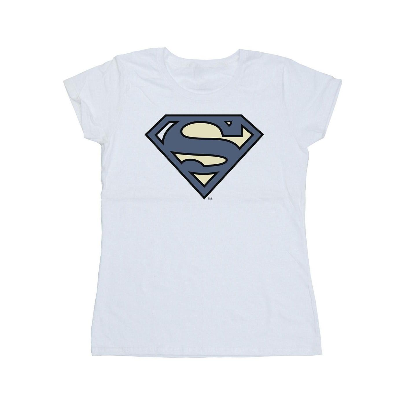 Image of Superman Indigo Blue Logo Tshirt Damen Weiss M