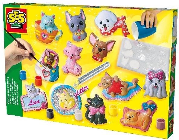 Image of SES SES Creative 01154 Gipsgießset Hunde & Katzen, Multicolour, 5 cm