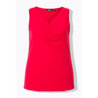 Ulla Popken Top a costine orlo smerlato Slim Fit senza maniche scollo a V  