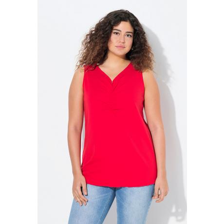 Ulla Popken Top a costine orlo smerlato Slim Fit senza maniche scollo a V  