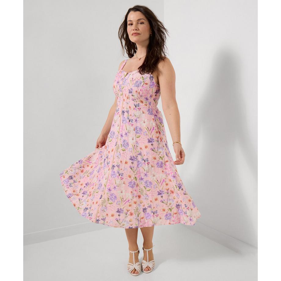 Joe Browns Robe Mélange de Lin Encolure Cœur Fermeture Éclair  