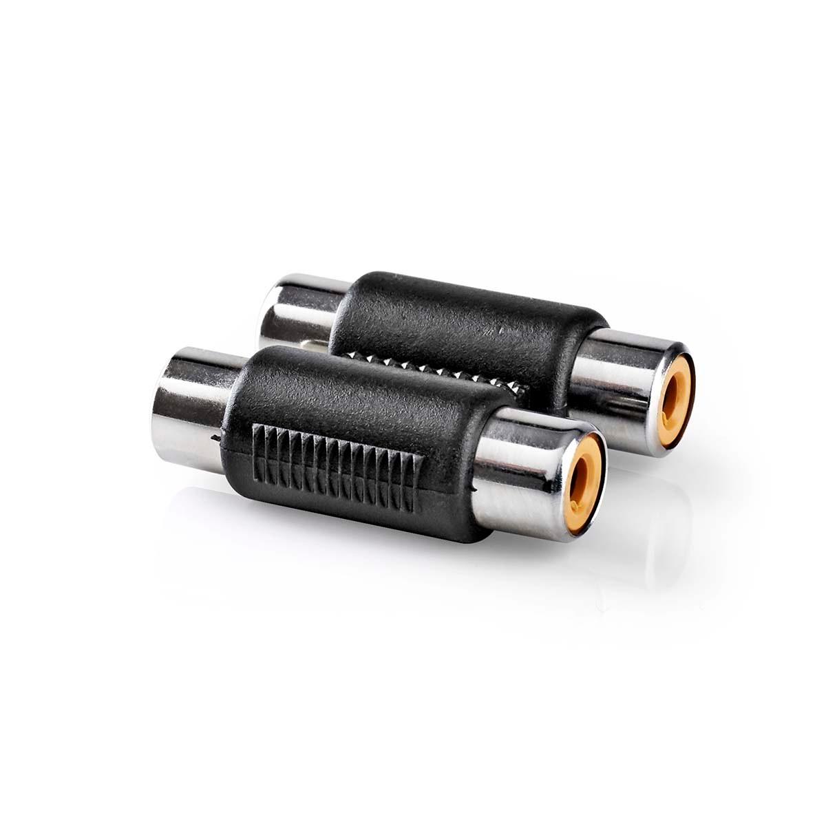 Nedis  Adaptateur audio stéréo | 2x RCA Hona | 2x RCA Hona | Nickelplaterad | Rak | ABS | Svart | 1 st. | Verrouillage 