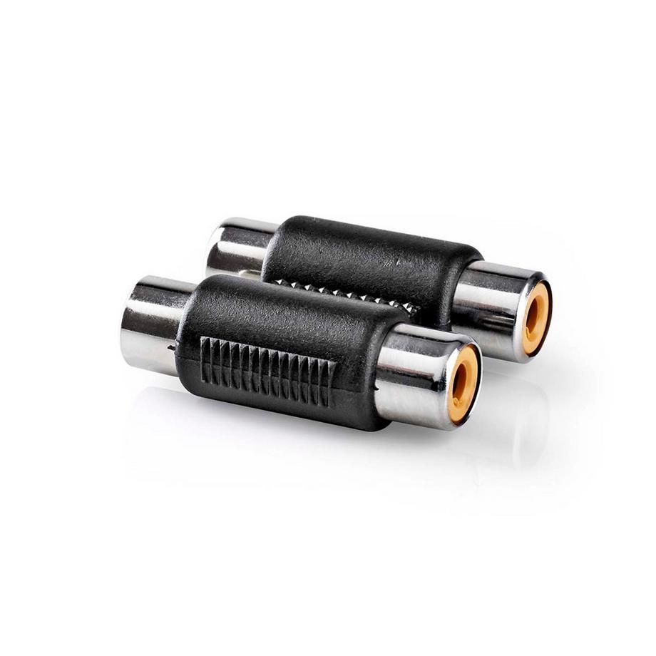 Nedis  Adaptateur audio stéréo | 2x RCA Hona | 2x RCA Hona | Nickelplaterad | Rak | ABS | Svart | 1 st. | Verrouillage 