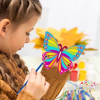 Activity-board  Schmetterling Windspiel Bastelset für Kinder, doppelseitige kreative Holzmalerei für Kinder mit Diamantaufkleber Pinsel 