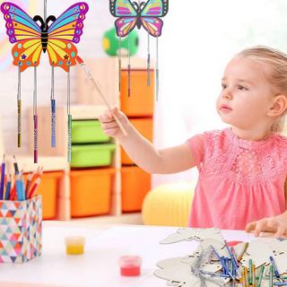 Activity-board  Schmetterling Windspiel Bastelset für Kinder, doppelseitige kreative Holzmalerei für Kinder mit Diamantaufkleber Pinsel 