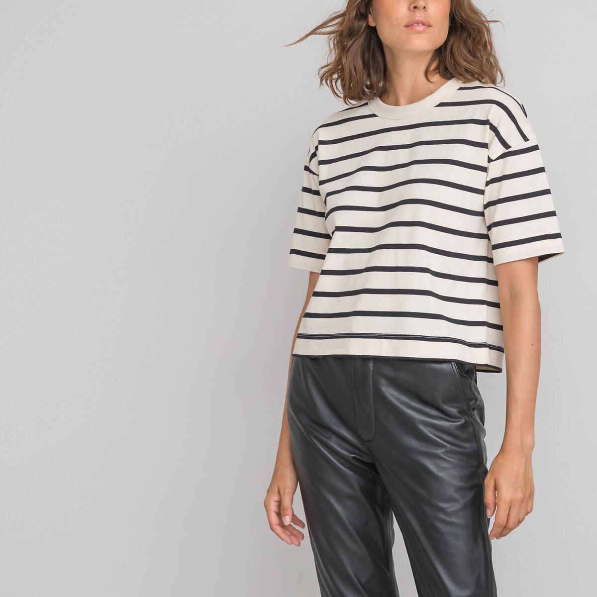 Image of Gestreiftes Boxy-shirt Damen Schwarz XS