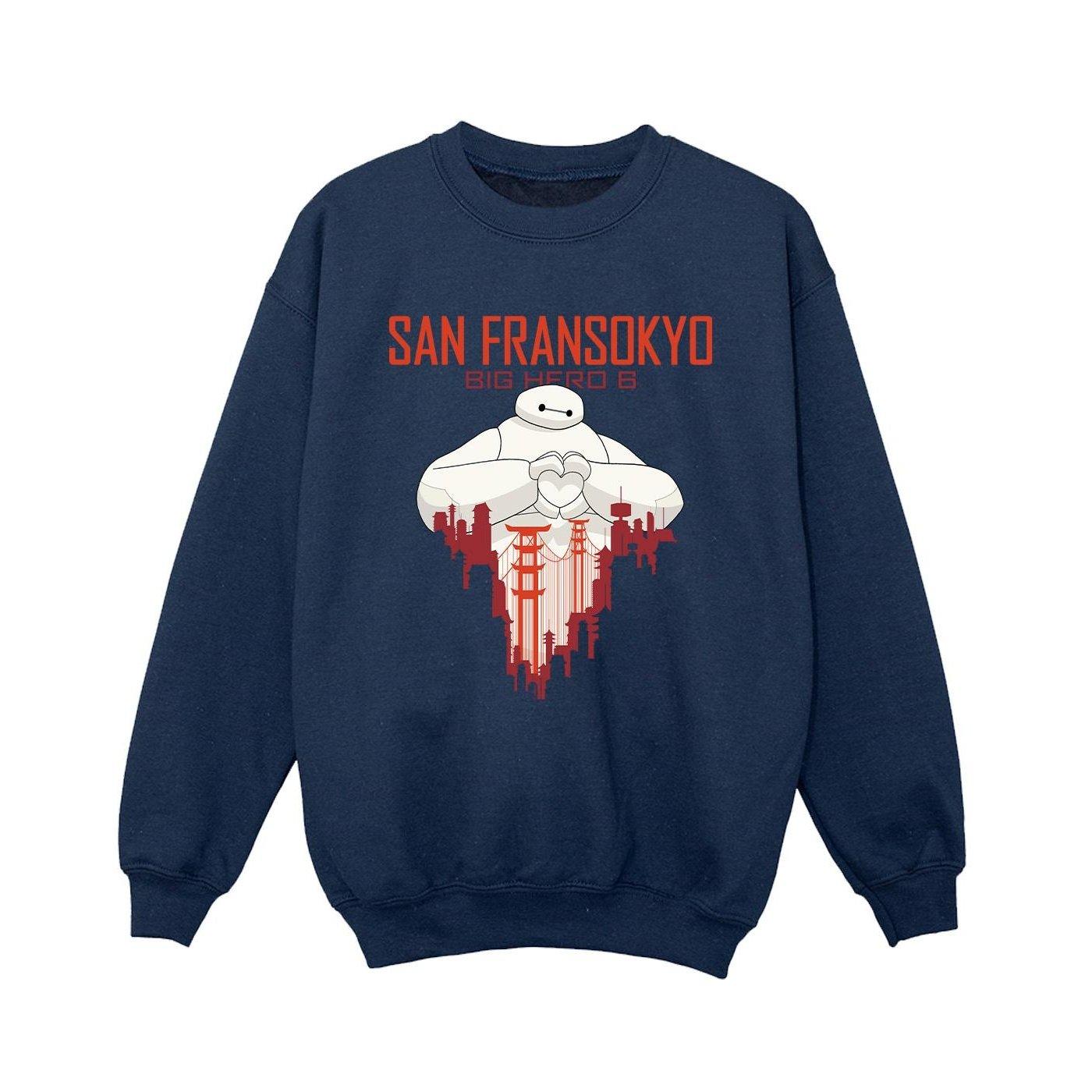 Image of Big Hero 6 Baymax San Fransokyo Heart Sweatshirt Unisex Marine 104