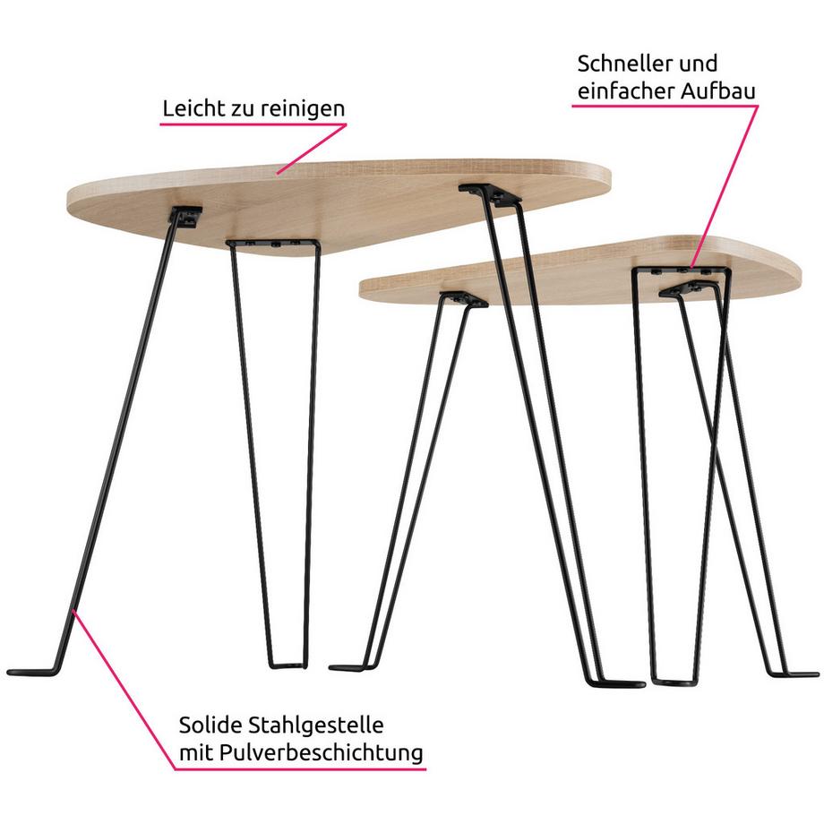 Tectake Set di 2 tavolini Richmond Stile industriale  